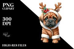 Expressive Baby Watercolor Mastiff, Winter Outfit PNG Product Image 3