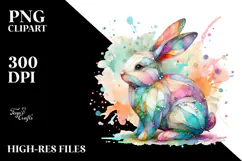 Colorful Pastel Bunny Made of on Splashy Background Product Image 2