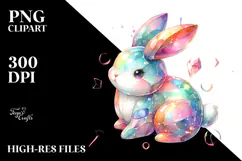 Colorful Pastel Bunny Made of on Splashy Background Product Image 2