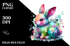 Colorful Pastel Bunny Made of on Splashy Background Product Image 2