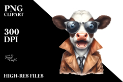 Crazy Cow with Sunglasses PNG Product Image 2