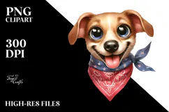 Playful Dog with Bandana PNG Product Image 2