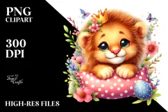 Relaxed Baby Lion in Watercolor Product Image 2