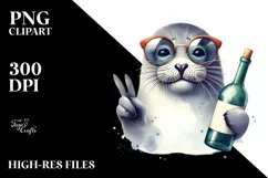 Boho Seal Wine Bottle Sunglasses | Sublimation Clipart Product Image 3