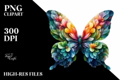 Abstract Vibrant Butterfly with Flowers, PNG Product Image 3