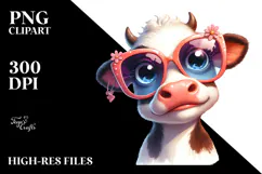 Exaggerated Silly Cow with Sunglasses PNG Product Image 2
