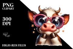 Exaggerated Silly Cow with Sunglasses PNG Product Image 2