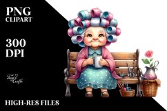 Old Lady Sitting on Bench | Clipart Product Image 1