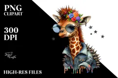 Cute Baby Giraffe Punk PNG Product Image 2