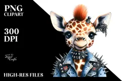Cute Baby Giraffe Punk PNG Product Image 2