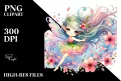 Colorful Cute Fairy Tumbling with Petals | Sublimation Product Image 3