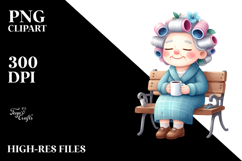 Old Lady Sitting on Bench | Clipart Product Image 2