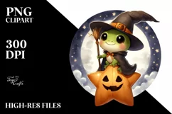 Cute Baby Frog, Halloween Theme, PNG Product Image 1