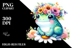 Pastel Frog with Vibrant Flower Crown, PNG Product Image 2