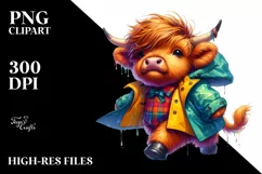 Funny Highland Cow Dancing, PNG Product Image 1