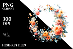 Orange Roses Abstract Frame, Transparent PNG Product Image 2