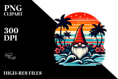 Retro Tropical Gnome Sunset PNG Product Image 2