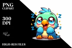 Colorful Baby Macaw Sleeping | Sublimation Clipart Product Image 1