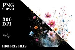 Centered Vibrant Wild Flowers | Sublimation | Clipart Product Image 3