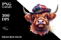Highland Cow Portrait with Hay Straw Product Image 2