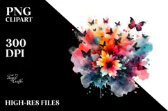Colorful Butterfly Splash Painting PNG Product Image 2