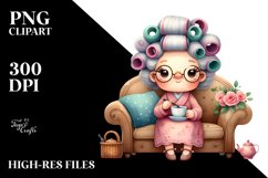 Old Lady Sitting on Couch | Clipart Product Image 3