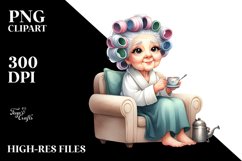 Old Lady Sitting on Couch | Clipart Product Image 3