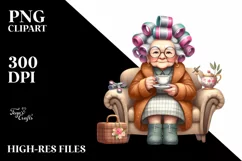 Watercolor Lady Sitting Tea Cup | Clipart Product Image 1