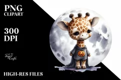 Cute Baby Giraffe, Halloween Theme, PNG Product Image 1