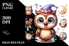 cute Baby Owl Smiling PNG Product Image 2