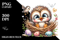 cute Baby Owl Smiling PNG Product Image 2