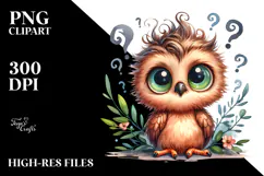 Baby Owl Sitting Confused | Watercolor | Sublimation Product Image 2