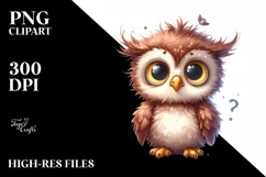 Baby Owl Sitting Confused | Watercolor | Sublimation Product Image 1