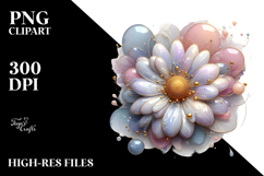 Glossy Daisy with Golden Frame PNG Product Image 2