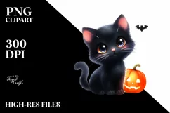 Vibrant Baby Black Cat Scenery | Clipart Product Image 3