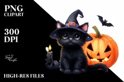 Vibrant Baby Black Cat Scenery | Clipart Product Image 1