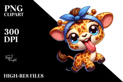 Cute Cartoon Giraffe with Bandana PNG Product Image 2