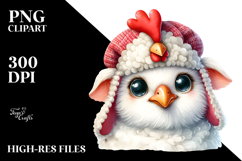 Watercolor Funny Rooster Lamb with Hat, Transparent PNG Product Image 2