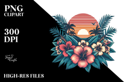 Vintage Flower Sunset Tshirt Design PNG Product Image 2