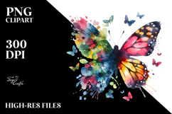 Colorful Bird with Butterfly Silhouettes PNG Product Image 2