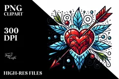 Stained Heart with Arrow, Transparent PNG Product Image 2