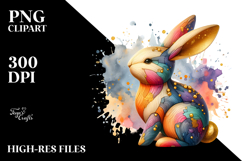 Colorful Wooden Bunny Golden Insertions PNG Product Image 2