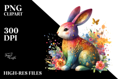 Colorful Wooden Bunny Golden Insertions PNG Product Image 2