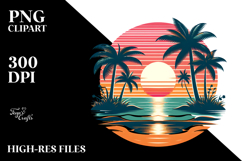 Retro Tropical Beach Sunset Tshirt Style | Sublimation Product Image 2