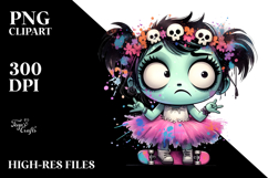 Silly Ghoul Girl Watercolor PNG Product Image 2