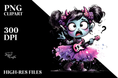 Funny Silly Ghoul Girl Rocking Tutu PNG Product Image 2