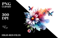 Flower Butterfly Silhouettes Painting, PNG Product Image 2