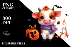 Cute Baby Cow Halloween PNG Product Image 2
