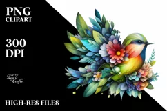 Vibrant Watercolor Bird, Transparent PNG Product Image 1