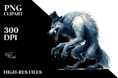 Washed Watercolor Funny Image with Werewolf PNG Product Image 2